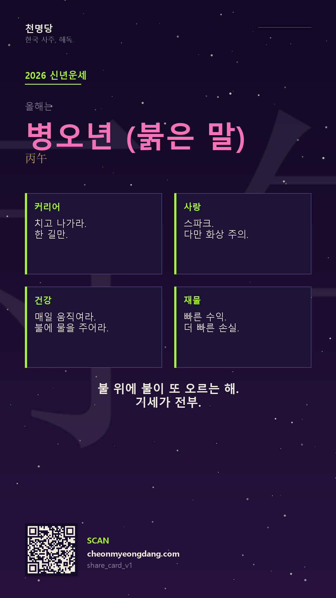 2026 병오년 신년운세 카드